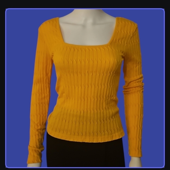 𝅺LOVE Yellow Square Neck Long Sleeve Blouse - Picture 1 of 6